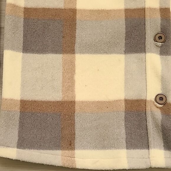 Cotton Emporium Plaid gray Cream Shacket Shirt Wool small Cabincore Granola Girl - Picture 4 of 8